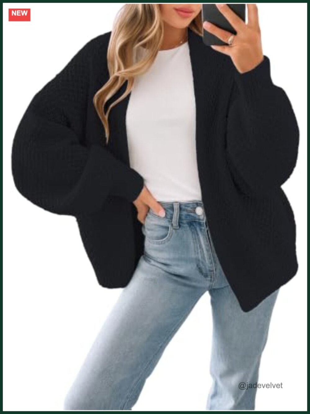 Women's Oversized Chunky Waffle Knit Open Front Cardigan Sweater